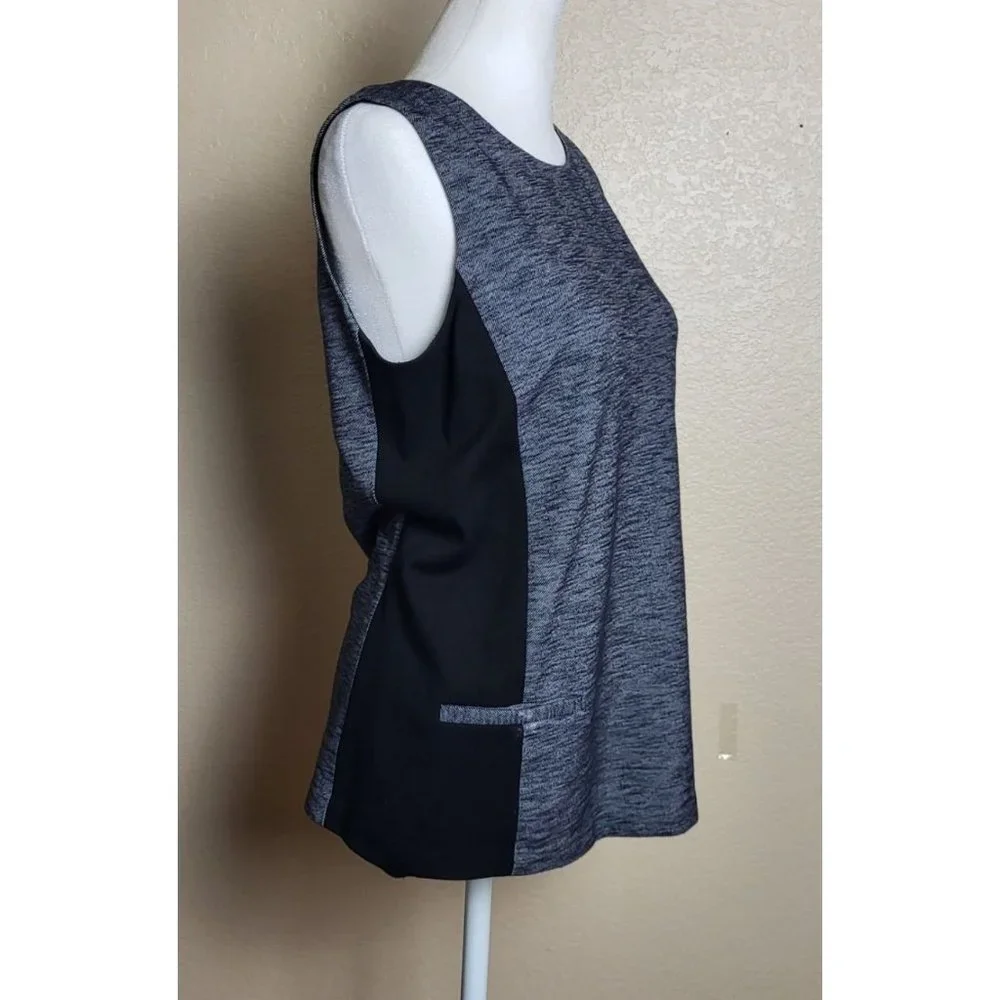 Theory Black Gray Sleeveless Pockets Tank Top Size Small